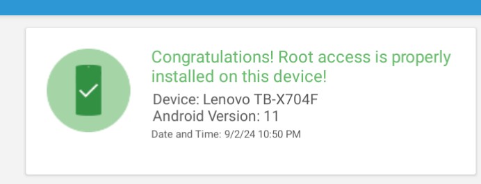 Root checker showing root access
